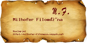 Milhofer Filoména névjegykártya